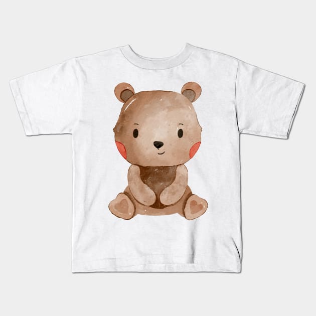 Cute Valentines Day Teddy Bear Kids T-Shirt by MutchiDesign